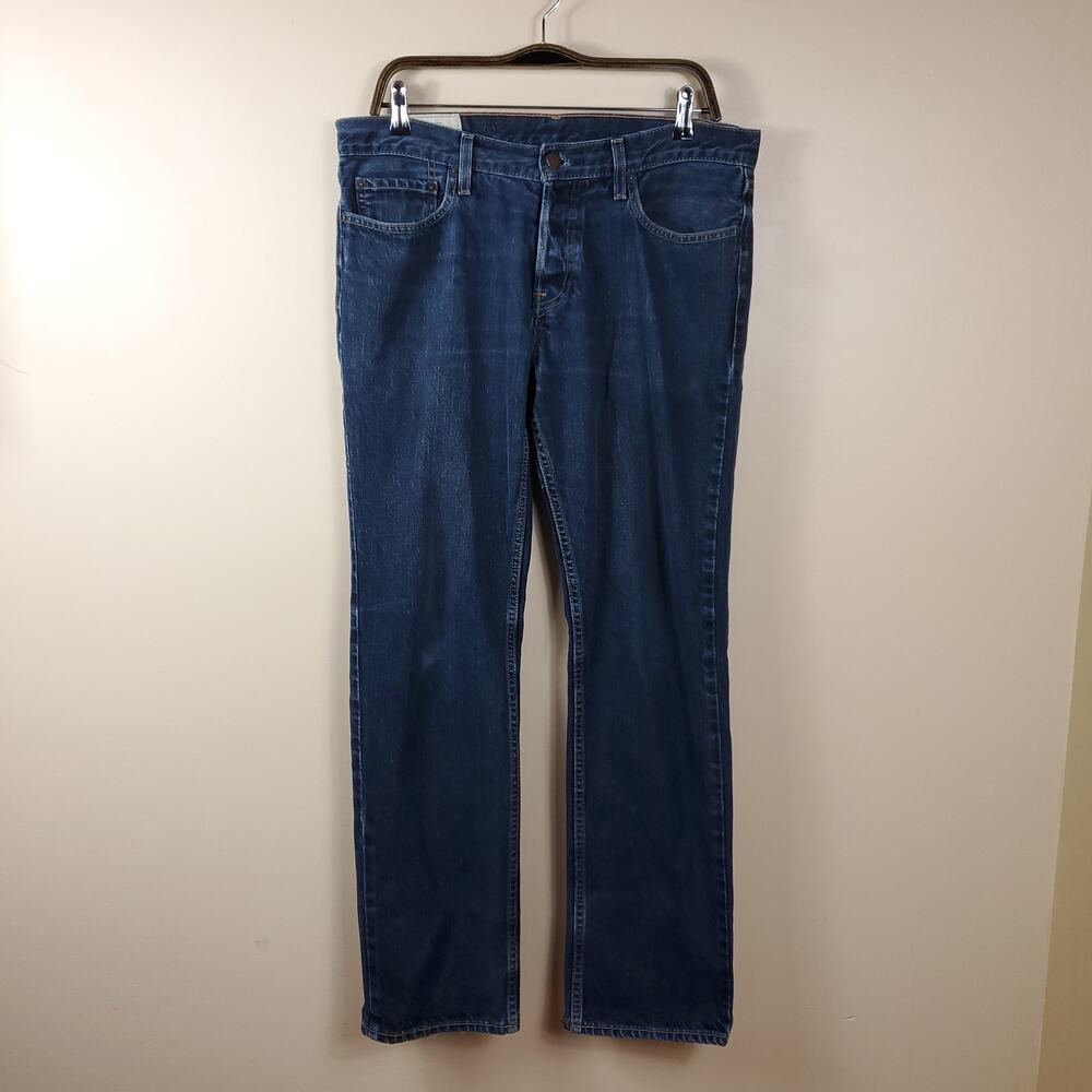Hollister Dark Wash Button Fly Classic Straight Jeans Size 34x32